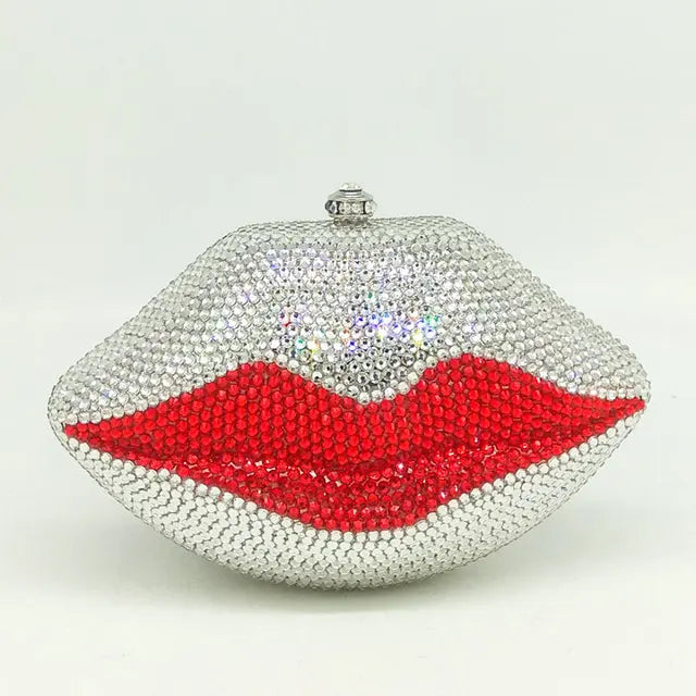 Diamond Crystal Lip Evening Handbag