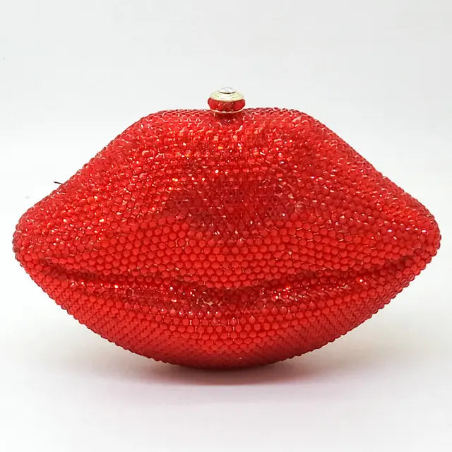 Diamond Crystal Lip Evening Handbag