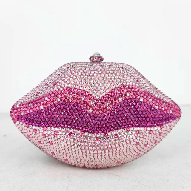 Diamond Crystal Lip Evening Handbag