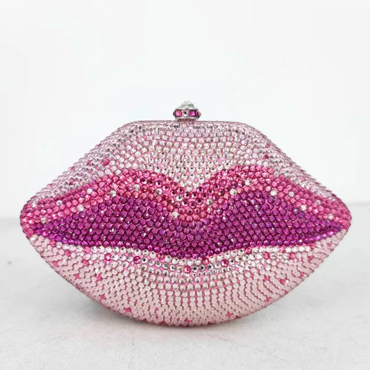 Diamond Crystal Lip Evening Handbag