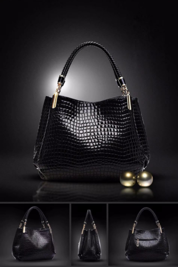 Crocodile Print PU Leather Handbag