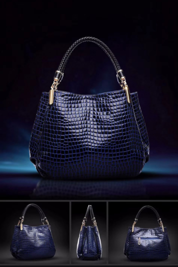 Crocodile Print PU Leather Handbag