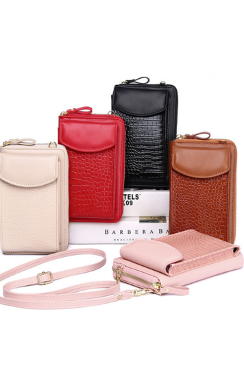 Crocodile Print PU Leather Mobile Phone Bag Handbag