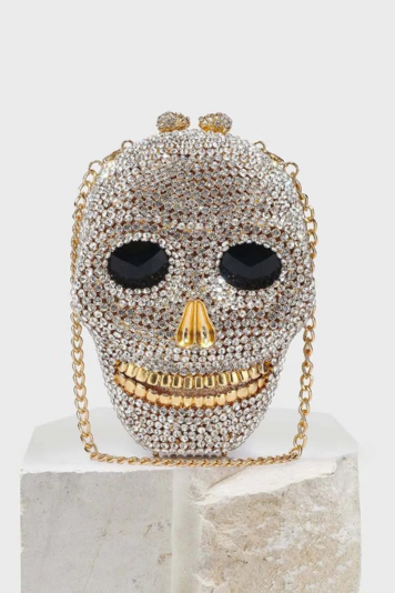 Diamond Halloween Rhinestone Skull Head Clutch