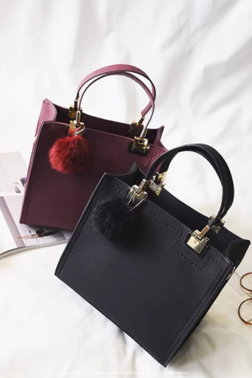 Ornamental PU Suede Leather Square Handbag