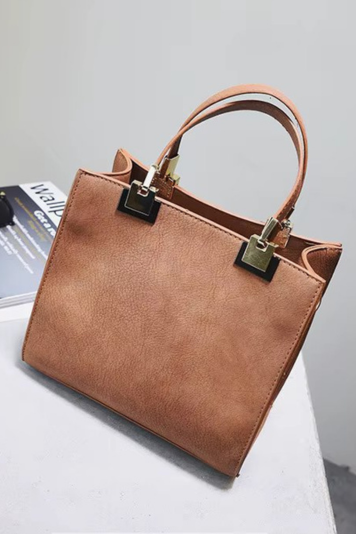 Ornamental PU Suede Leather Square Handbag