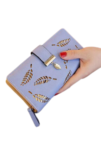 PU Leather Leaf Print Wallet