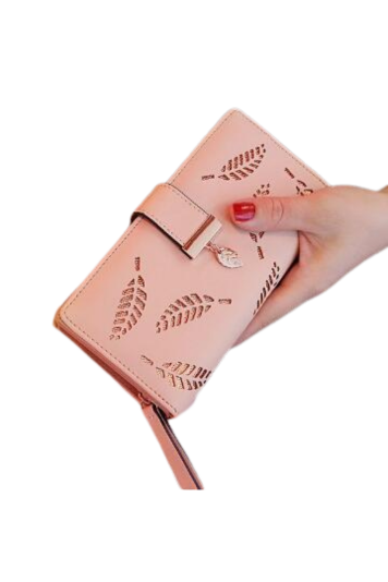 PU Leather Leaf Print Wallet