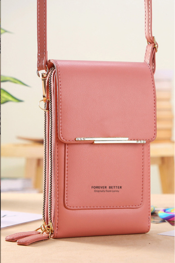 PU Leather Touch Screen Mobile Phone Handbag