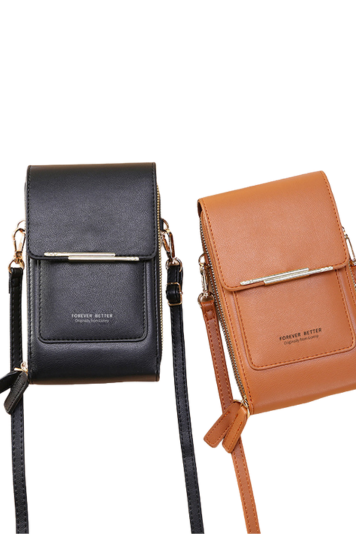 PU Leather Touch Screen Mobile Phone Handbag