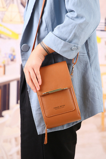 PU Leather Touch Screen Mobile Phone Handbag