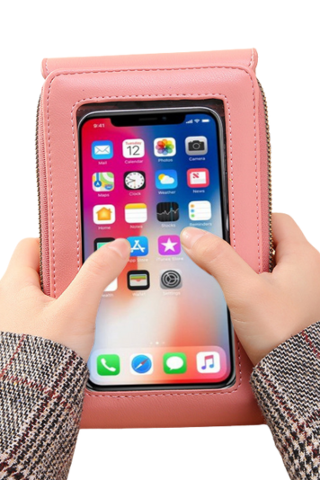 PU Leather Touch Screen Mobile Phone Handbag