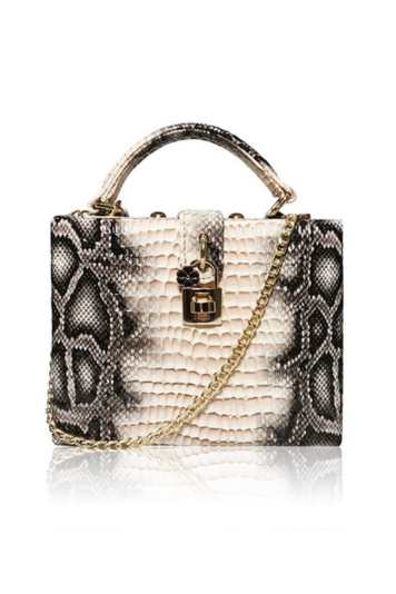 Snake Print Box Handbag