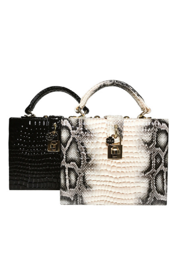 Snake Print Box Handbag