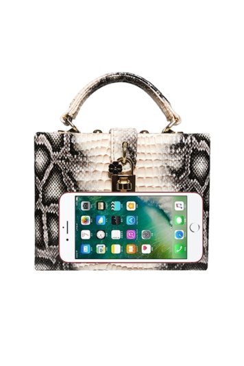 Snake Print Box Handbag