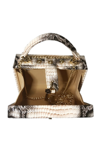 Snake Print Box Handbag