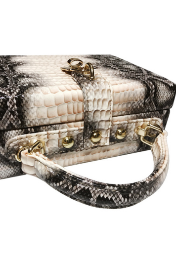 Snake Print Box Handbag