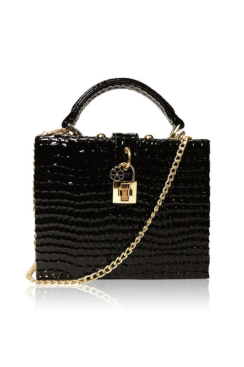 Snake Print Box Handbag