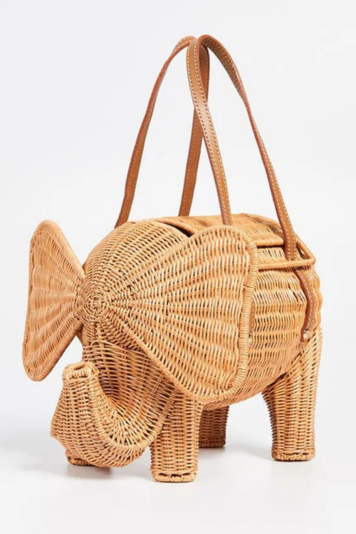 Straw Elephant Handbag